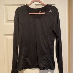 Charcoal gray long sleeve Reebok workout shirt